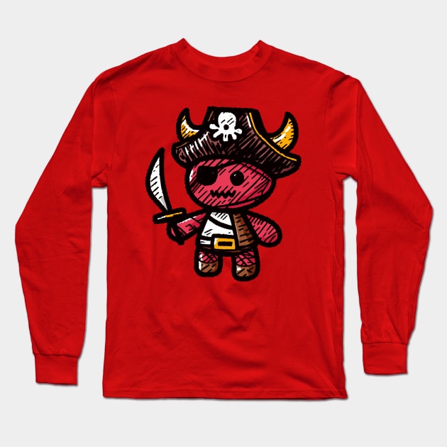 Doodle Stuffed Toy Devil Pirate Long Sleeve T-Shirt by TomFrontierArt